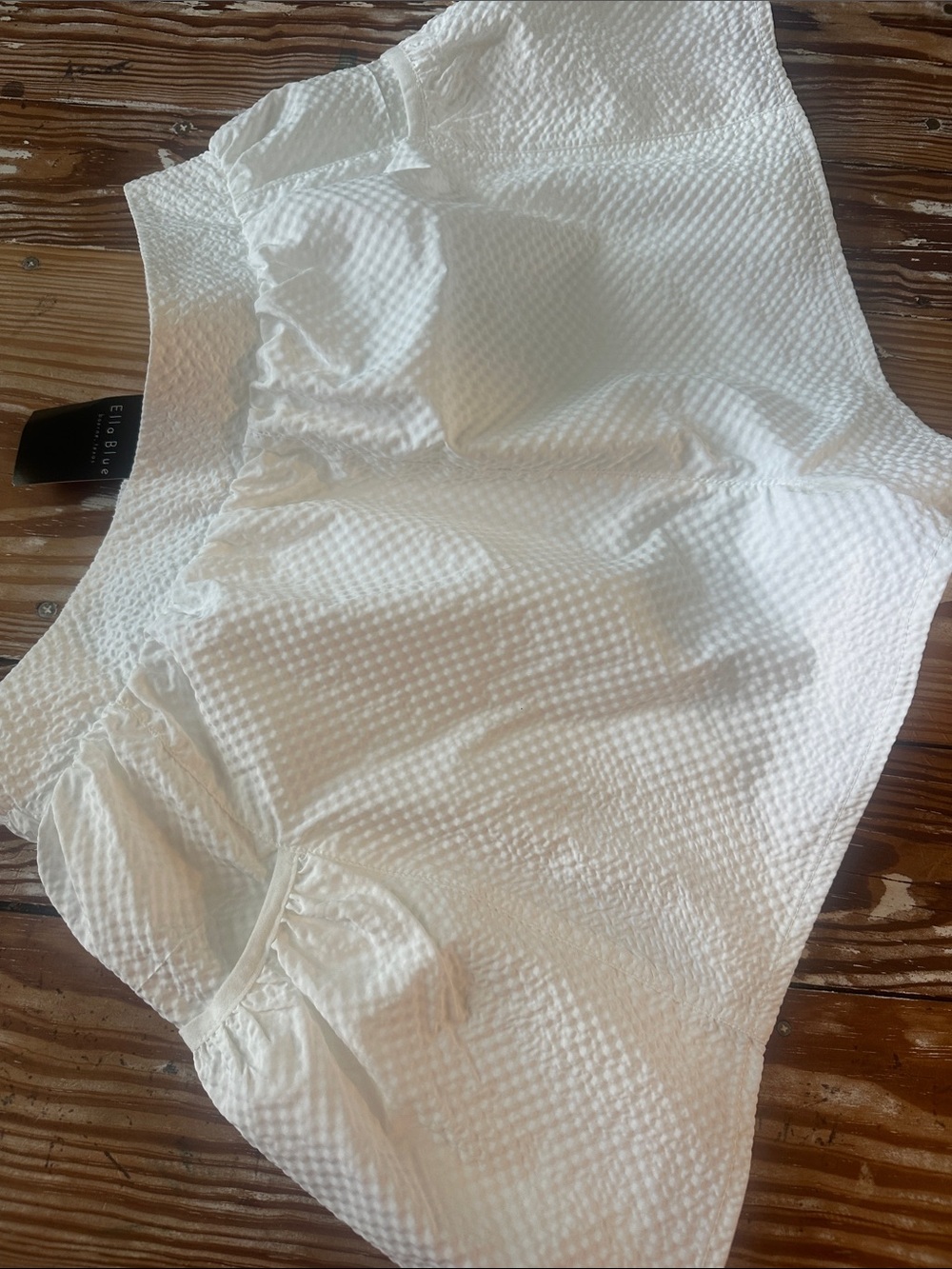 White Textured Women's Bermuda Shorts by Ella Blue